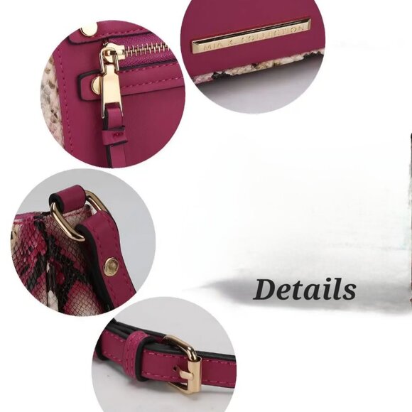 Black Snake Embossed Vegan Leather Crossbody Purse - Picture 2 of 3